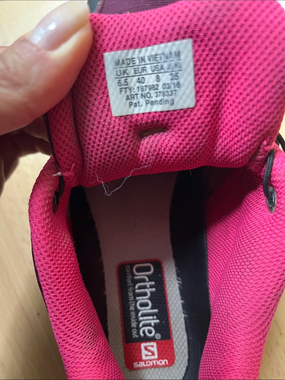 Salomon Women’s Trail Running Shoes - Burgundy with Pink Accents - Picture 2 of 6